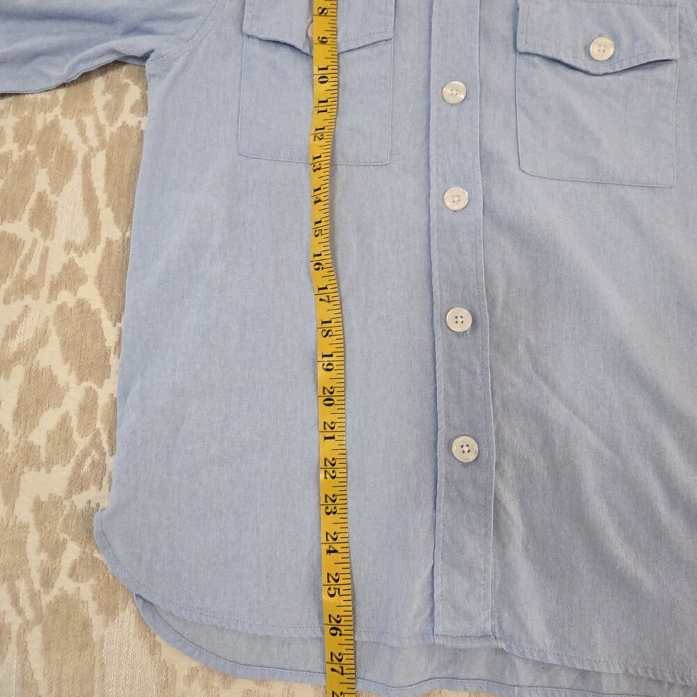 Jones NY Women's Light Blue Button-Up Shirt XS  3/4 Sleeve Cotton Blend Casual - Picture 12 of 13